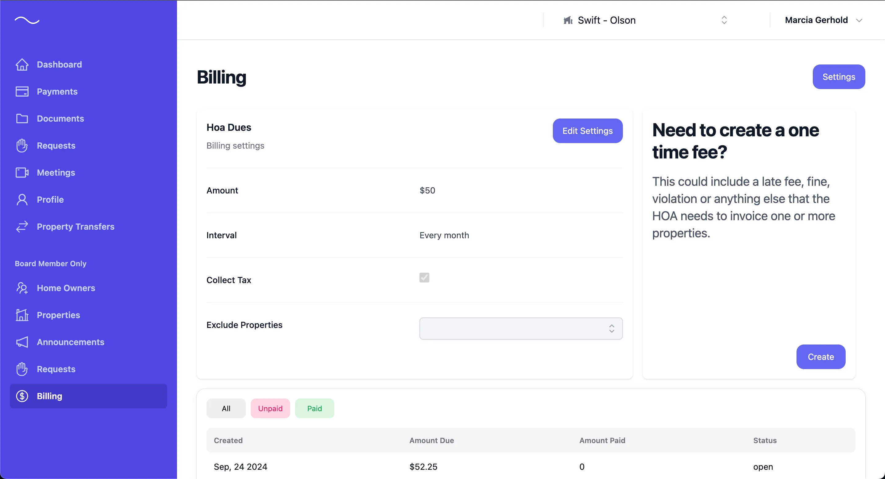 Screenshot of the HOA Companion self managed hoa software billing and payments system for automated HOA dues collection and financial management.